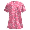 thumbnail image 5 of NIEWTR Women's V Neck Patterned Scrub Tops Breathable Medical Work Tunics with Pockets Stretch Fabric(Hot Pink,S), 5 of 5