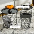 thumbnail image 4 of CoSoTower Set of 3 Nesting Coffee Tables with Storage, Round End Table with Removable Tray, Basket Side Tables with Metal Frame for Living Room, Black, 4 of 7