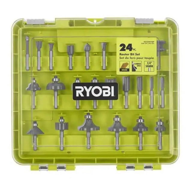 Juego de brocas para fresar RYOBI de 24 piezas con funda con punta de carburo