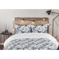 thumbnail image 5 of Ambesonne Jungle Boho Down Alternative Quilt Comforter, Monochrome Flowers Art, King, White Charcoal Grey Grey, 5 of 5
