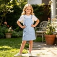 thumbnail image 2 of Bainana Kids Girls Sleeveless Plaid Printed Overalls Dress With Pocket Comfortable Casual Child Suspender Dress For Outdoor Play Size 8-9 Years Sky Blue, 2 of 7