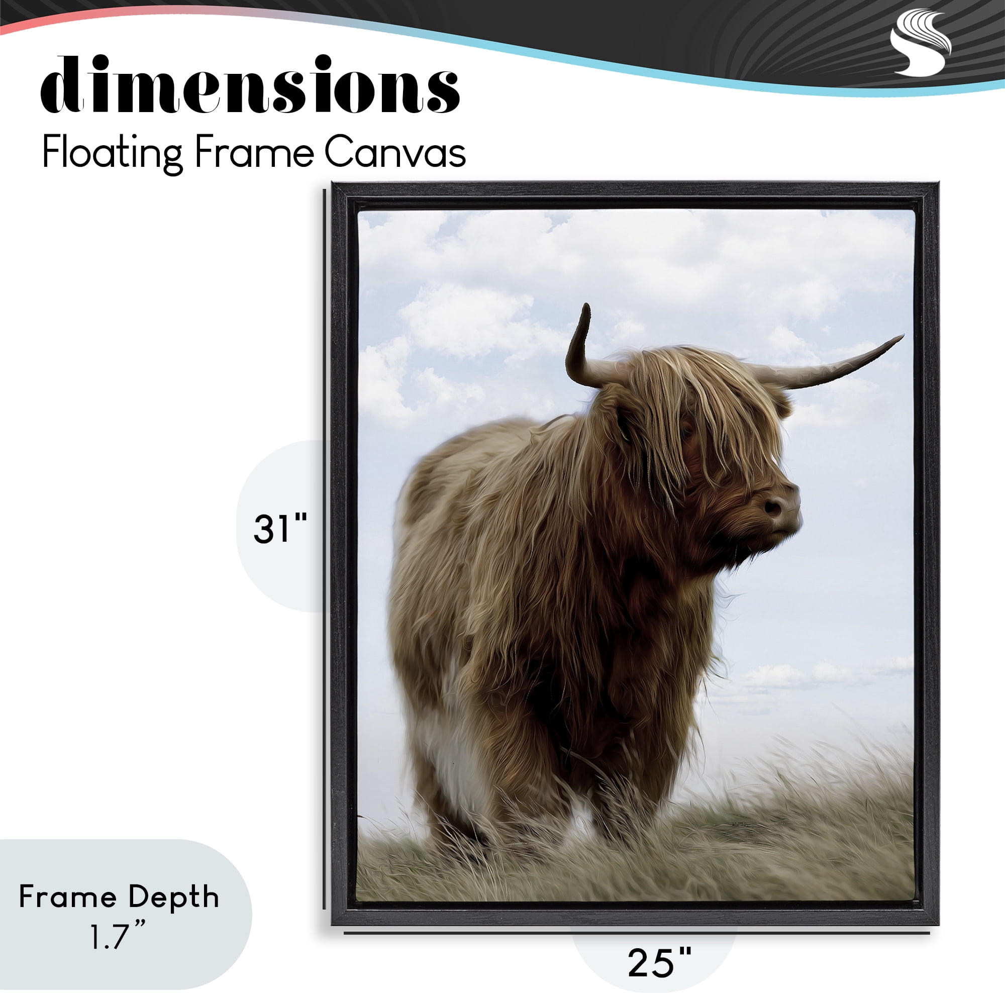 Stupell Industries Restful Look Highland Cattle Black Framed Floater Canvas Wall Art, design by Marcus Prime
