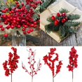 thumbnail image 3 of Ramas de pino de bayas de navidad artificiales, guirnalda de bayas rojas, decoraciones para árboles de Navidad, adornos de mesa para el hogar, fiesta de Navidad, 5 piezas, 3 of 4
