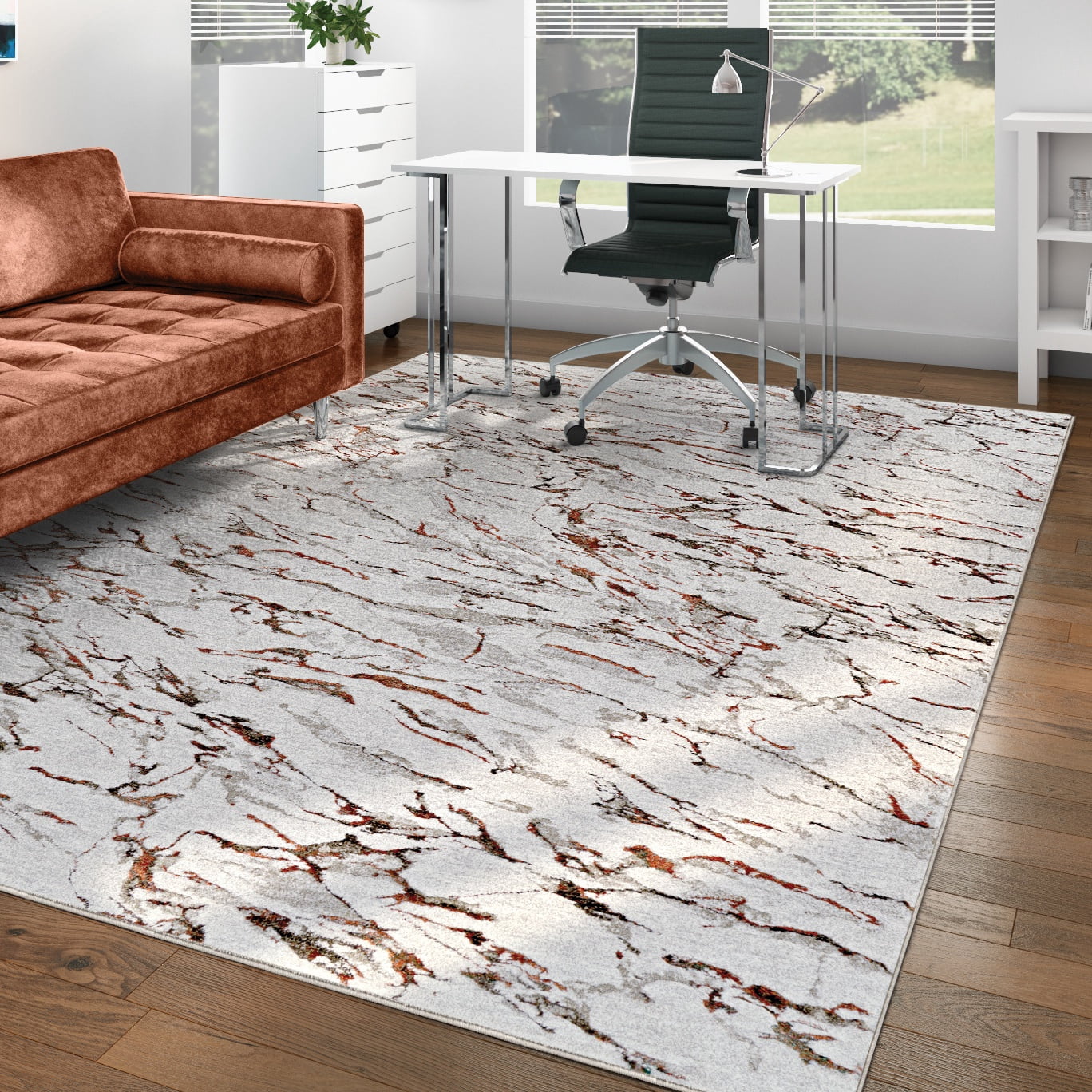 Couristan Sonnet Marbre 2'7" X 7'10" Grey-Chocolate Indoor Runner Rug
