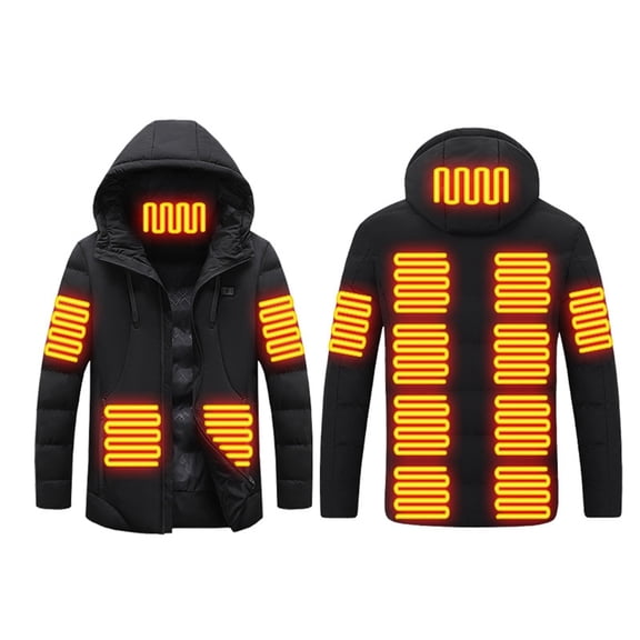 men's Heated Jacket 15 Heat Zones Fast Warm Up Thermal Hooded Jacket Long Sleeve Zip Up Tops Heating Clothing Requires A Separate Power Bank (Not Included) Winter Jacket Men