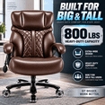 thumbnail image 4 of Qusaphy 800lbs Big and Tall PU Leather Executive Office Chair for Adults, Reclining Backrest, Spring Cushion, Lumbar Support, Ergonomic Armrest, Home Office Desk Chair, 4 of 7