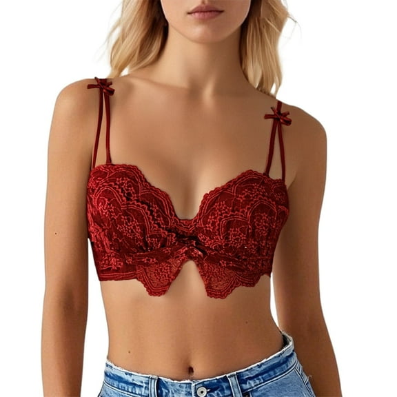 Women's Lace Bra Comfortable Everyday T Shirt Underwire Support Seamless Soft Cup Wireless Bralette For Casual Wear