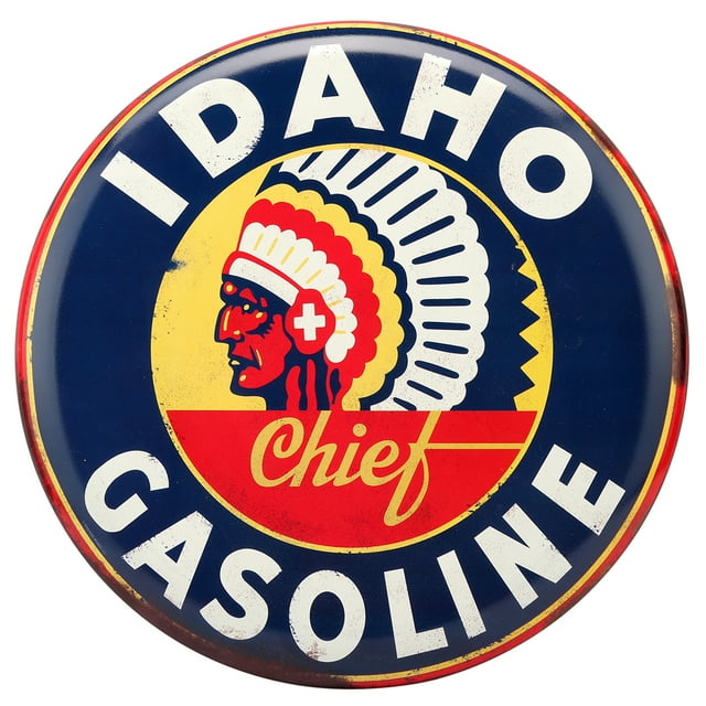 Idaho Gasoline Rustic Embossed Metal Sign