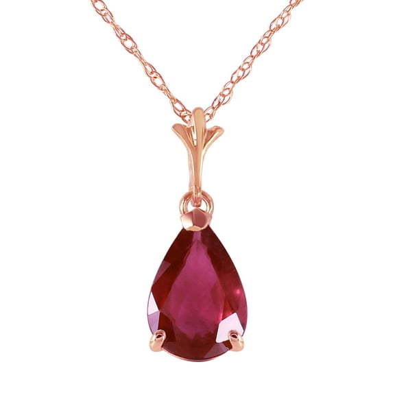 Galaxy Gold GG 14K Rose Gold 1.75 Carat Ruby Pendant Necklace - July Birthstone - Passion & Protection - 16" to 24" - Fine Jewelry for Women