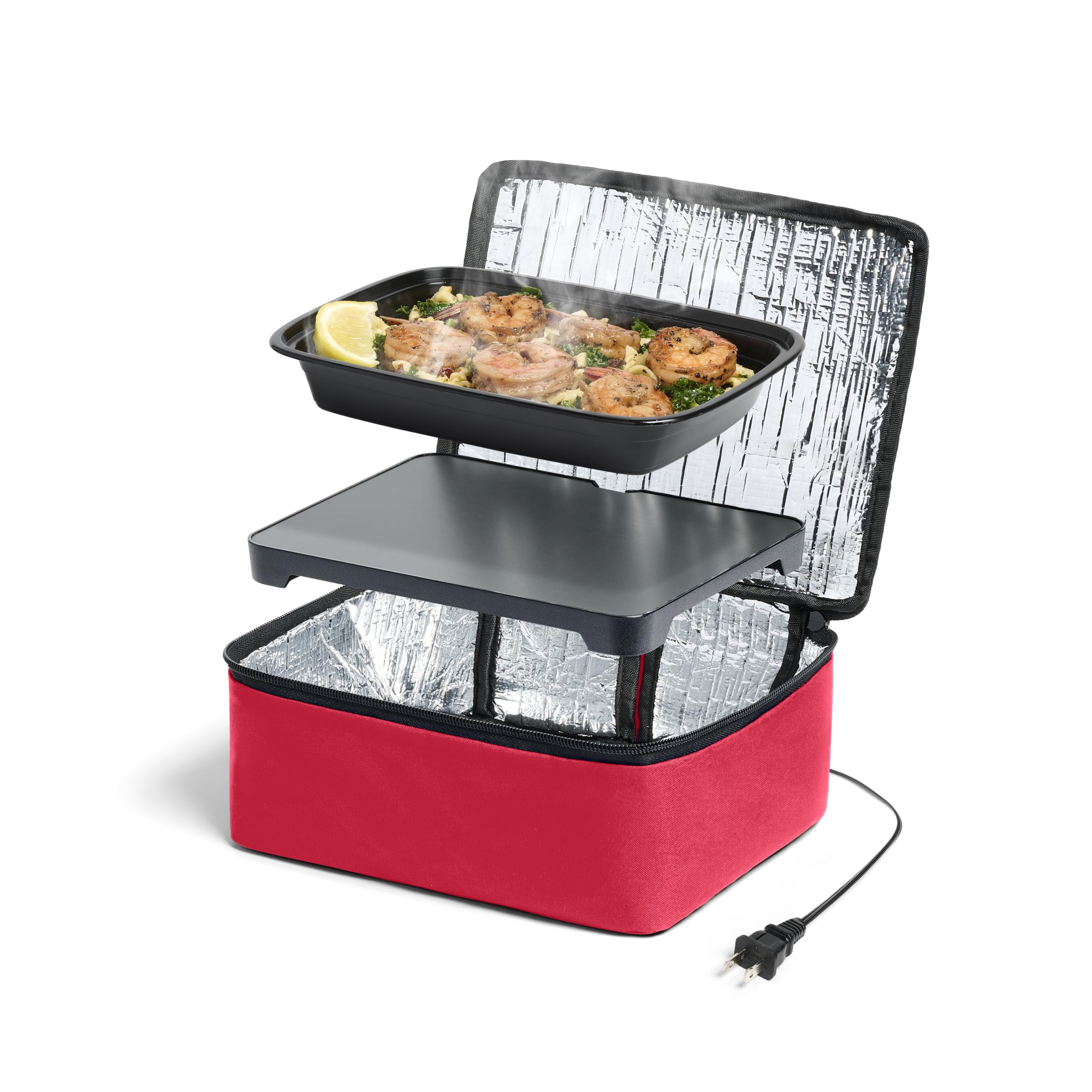 HOTLOGIC Mini Portable Electric Lunch Box Food Heater - Innovative Food Warmer and Heated Lunch Box for Adults Car/Home - Easily Cook, Reheat, and Keep Your Food Warm - Blue (120V)