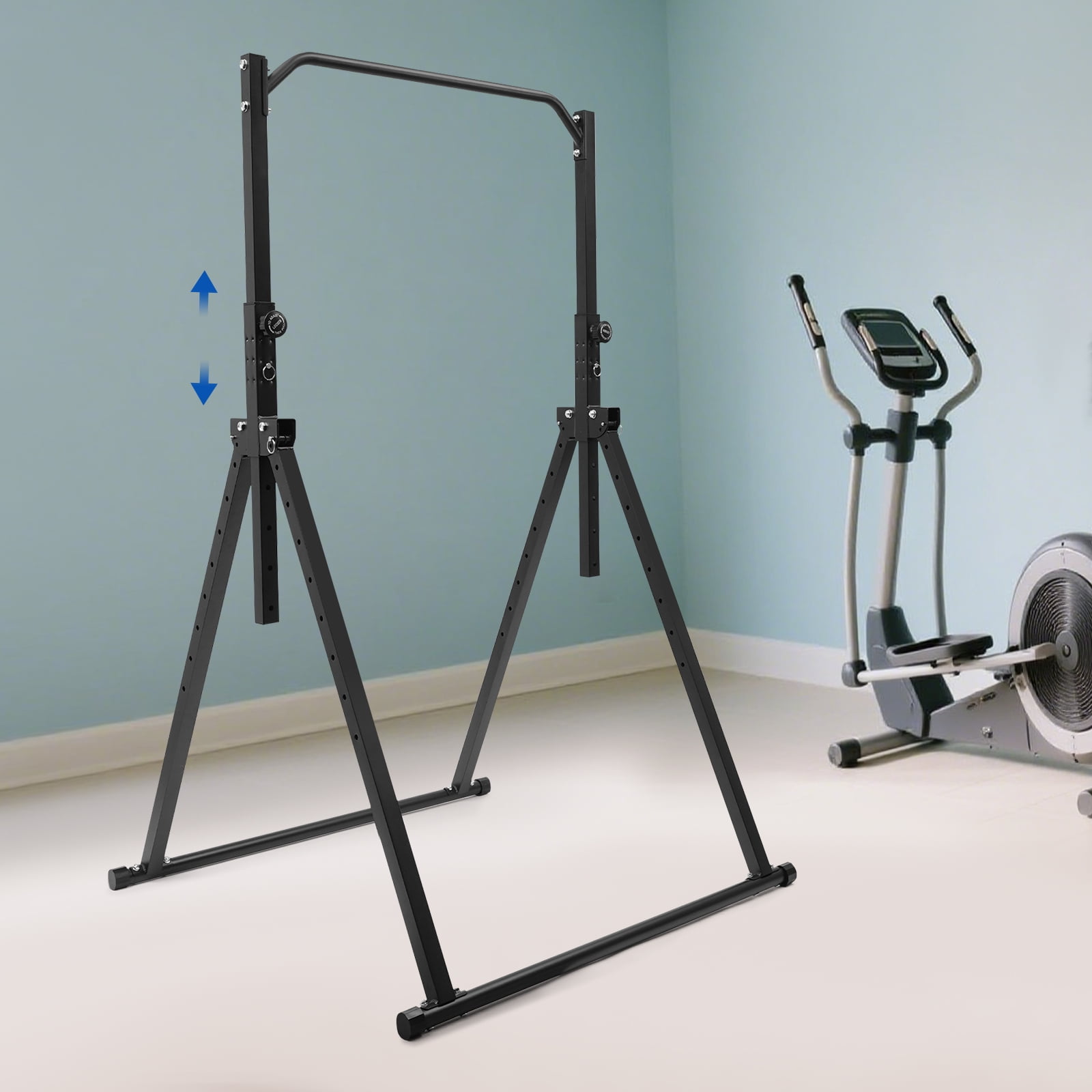 Triangular Pull Up Station - Black Carbon Steel Adjustable Height Home Pull Up Bar Strength Training Equipment, 440.92lbs Max Load