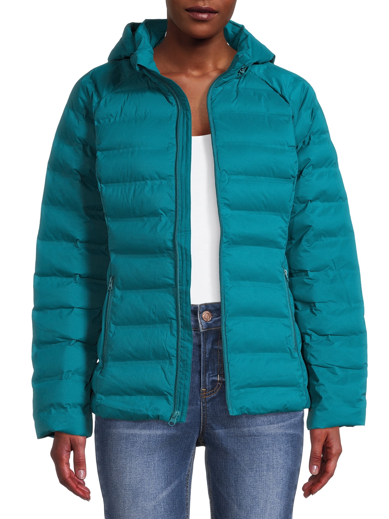 Time and Tru Women's Packable Stretch Zip Up Puffer Jacket - Walmart.com