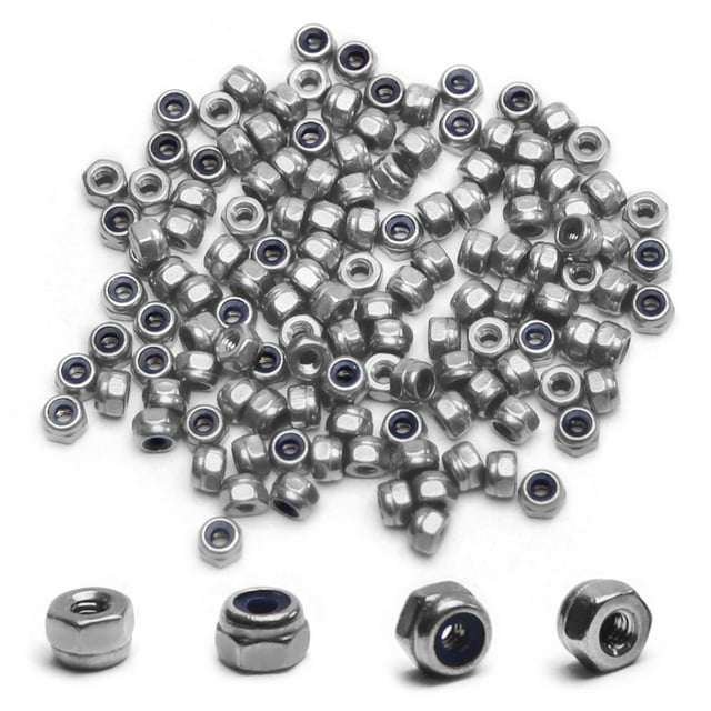 Mromax 100 Piezas M2 X 0,4 Mm Tuercas De Seguridad Hexagonales Con Inserción De Nailon Tuercas Autoblocantes Hexagonales De Acero Inoxidable 304 Acabado Brillante Para Sujetadores De Construcción Indu