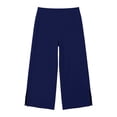 thumbnail image 7 of OGLCCG Women's Wide Leg Yoga Pants High Waist Slit Hem Stretchy Trousers Soft Casual Workout Cropped Pants with Pockets,Navy, 7 of 7