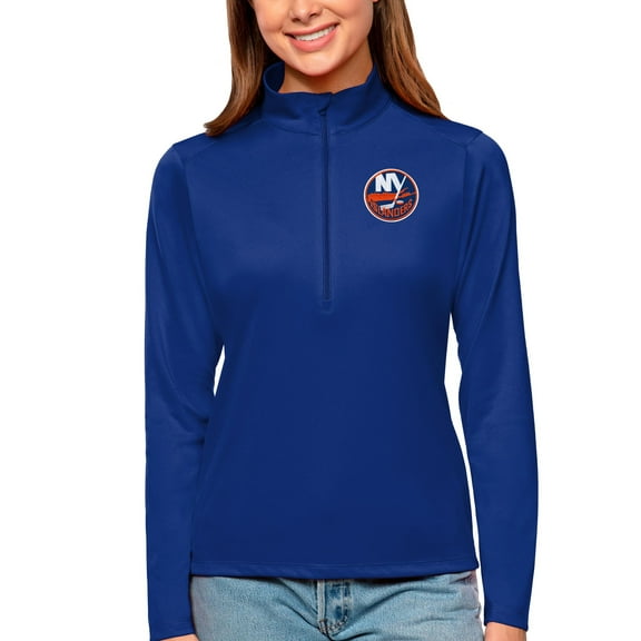 Women's Antigua Royal New York Islanders Tribute Quarter-Zip Pullover Top