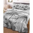 thumbnail image 2 of Summer Tropical Leaves Summer Quilt Set Twin Size, Soft Microfiber Quilted Bedding Set with 2 Pillow Shams, Gray Palm Trees Botanical Lightweight All Season Bedspread Coverlet for Bedroom 68"x86", 2 of 6