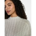thumbnail image 5 of Time and Tru Women's Pointelle Mock Neck Sweater with Long Sleeves, Lightweight, Sizes, XS-XXXL, 5 of 6