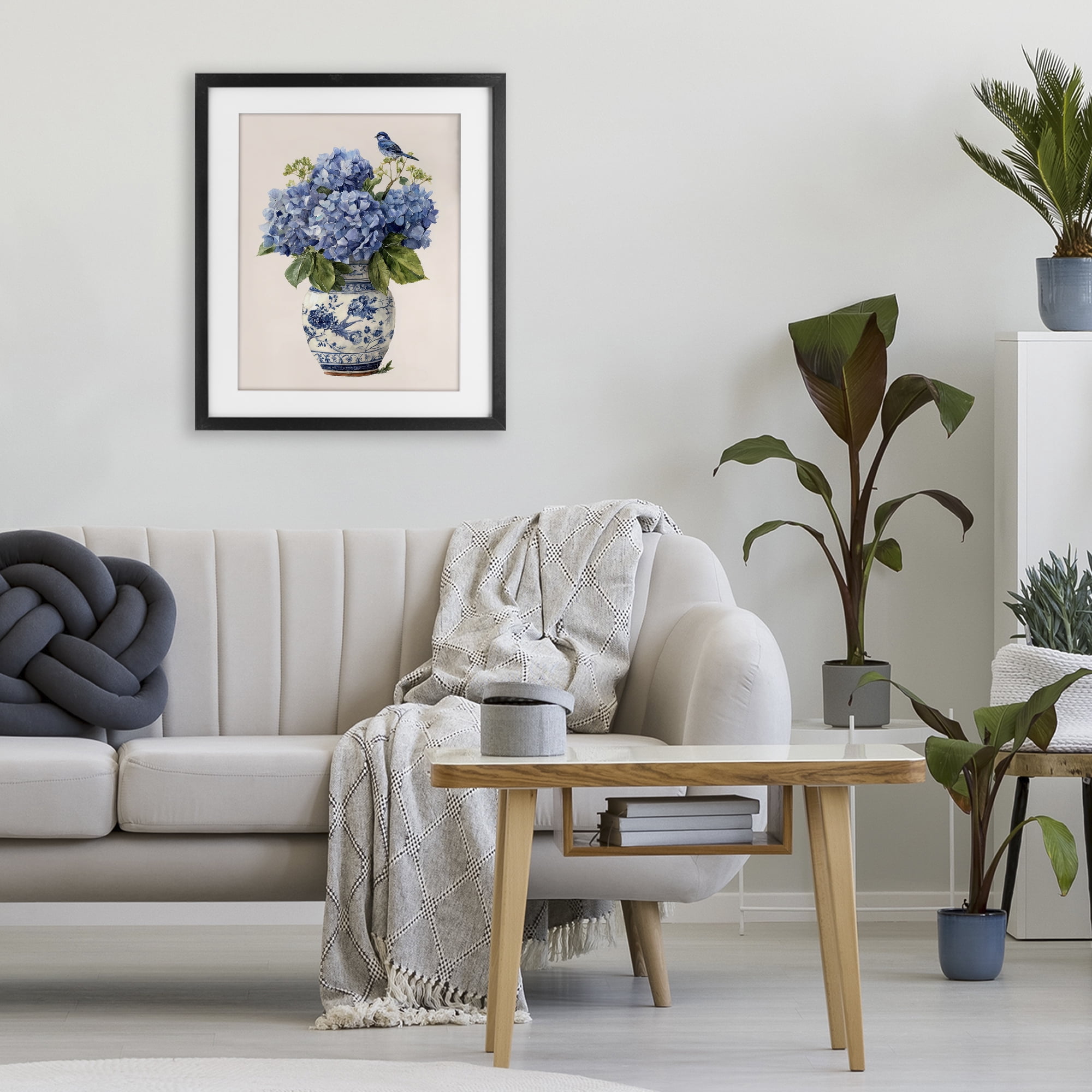 Stupell Industries Songbird Perched on Hydrangeas Black Framed Print Under Glass, design by Imagine It Images