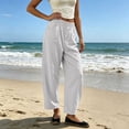 thumbnail image 4 of Tqcoqu Barrel Pants for Women,Baggy High Waisted Wide Leg Trousers,Lightweight Summer Y2k Pants with Pockets,White Women's M-XXL, 4 of 7