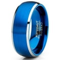 thumbnail image 2 of Metal Masters Mens Two-Tone Blue Silver Tungsten Carbide Wedding Band Ring Comfort-Fit High-Polish 8mm, 2 of 6