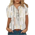 thumbnail image 1 of Mujer Verano Casual Manga Corta Camiseta Botón Cuello Redondo Jersey Blusa Tops OAVQHLG3B Store  lin121212, 1 of 4