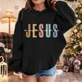 thumbnail image 2 of Girls Hoodies Size 10-12 Oversized Blouse Top Casual Graphic Print Outdoor Workout Sweatshirt Toddler Fall Coat Kids Winter Outfits Outerwear Black, 2 of 4