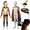 thumbnail image 4 of Disfraz de gato con botas para niños, disfraz de gato con espada, capa, sombrero, accesorios, disfraz de Halloween, 4 of 5