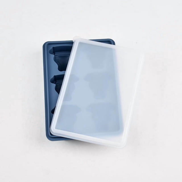 Molde de silicona for cubitos de hielo con forma de cabeza de vaca, bandeja de hielo tipo empuje con tapa for cubitos de hielo caseros