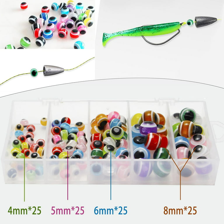 100pcs Multicolor Fishing Beads , Hard Floating Bead, Assorted Fishing Line Bead, Round Acrylic Fishing Eggs 4mm 5mm 6mm 8mm, Size