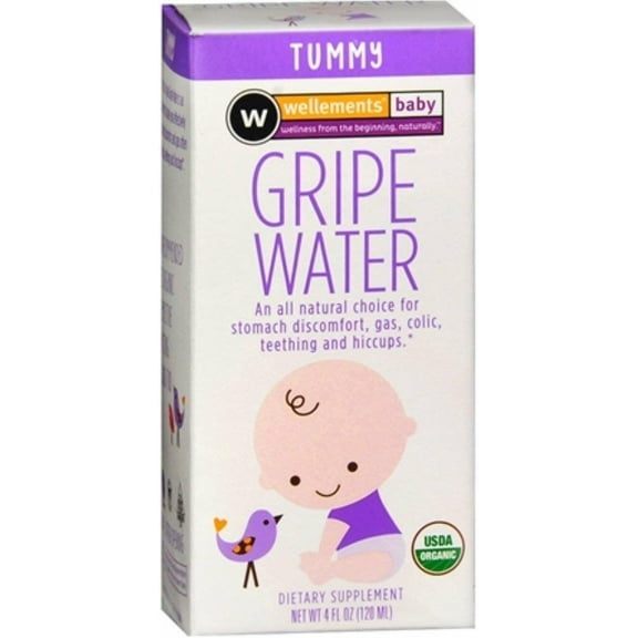 Wellements Organic Newborn  Gripe Water Stomach Discomfort, 4 oz, 2 Pack