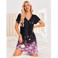 thumbnail image 5 of Ekouaer Nightgowns for Women V Neck Sleepshirt Short Sleeve Nightdress Lace Trim Night Gown House Dress with Pockets, 5 of 6