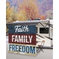 thumbnail image 5 of 4th of July RV Awning Sun Shade Screen 9'X7' USA Flag Blue Wood Mesh Sunscreen Faith FamilFreedom Awning Shade Screen with Zipper UV Blocker Completed Kits Outdoor Canopy for RV Motorhome Camper, 5 of 7