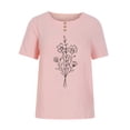 thumbnail image 3 of Babysbule Hauts pour Femmes en Liquidation Mode Femme Col Rond Manches Courtes Blouse T-Shirt Imprimé Hauts Amples, 3 of 4