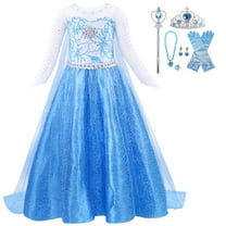 Girls Elsa Costume Princess Dress Birthday Christmas Halloween Party Dress up