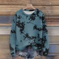 thumbnail image 3 of Long Sleeve Pullover Sweaters For Women O Neck Casual Cute Printing Knit Oversized Sweater for Fall Winter Retro Chic,Blue,L, 3 of 6