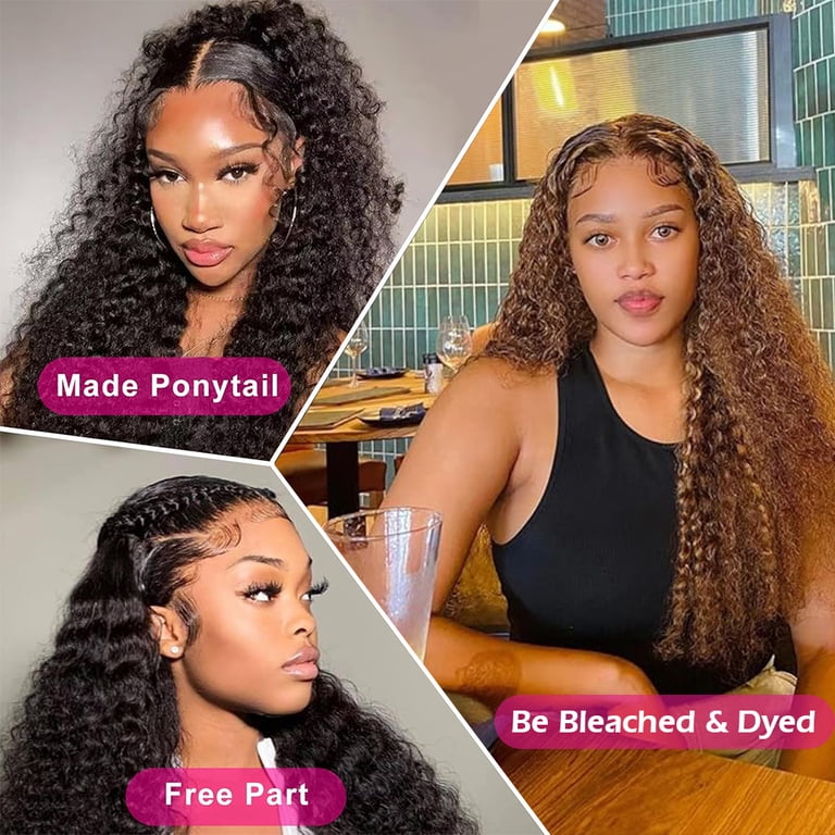 Deep Wave Lace Front Wigs 16inch Human Hair Wigs 180  display picture 1