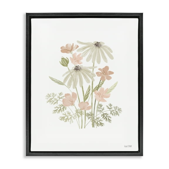 Stupell Industries Subtle Wild Blooms Plants & Flowers Painting Black Floater Framed Canvas Art Print Wall Art, 17 x 21