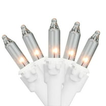 Set of 50 Clear Mini Christmas Lights 2.5" Spacing - White Wire