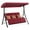 Burgundy, variant on MCombo 3-Seat Heavy Duty Reclining Porch Swing Chair with Legrest, 680 lb Capacity, Cushions and Pillows, Burgundy