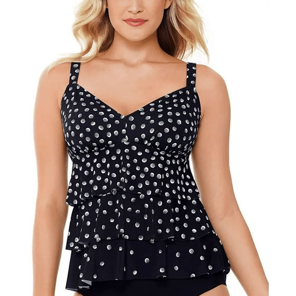 Swim Solutions Womens Galactica Printed Tiered Tankini Top;8
