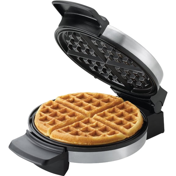 BLACK DECKER Belgian Waffle Maker WMB505, Stainless Steel - Nonstick Interior - 1 Pack, Silver