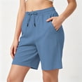 thumbnail image 5 of Summer Athletic Shorts for Women Drawstring Elastic Waist Casual Shorts Soft Cotton Knee Length Shorts with Pocket Summer Outdoor Short Pants Loose Comfort Short Bottoms, 5 of 7