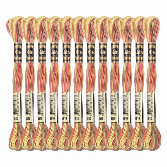 Uxcell 12 Skeins Embroidery Floss, Polyester Embroidery Threads Orange Yellow