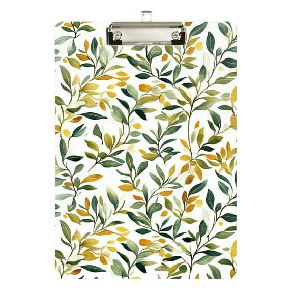 FORMRS Acrylic Clipboard with Low Profile Clip Standard A4 Letter Size, 12.5" x 9", Autumn Greenery
