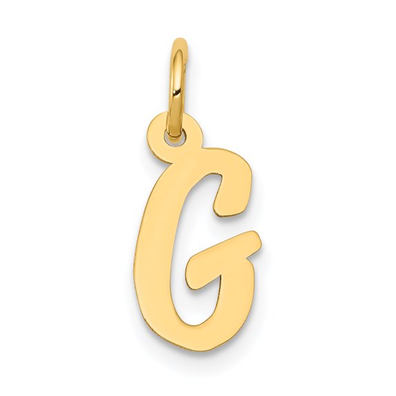 14k Yellow Gold Small Script Letter G Initial Charm Pendant