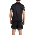 thumbnail image 4 of LANBAOSI Mens Satin Silk Pajama Set Short Sleeve Sleepwear Summer 2 Piece Loungewear (Black,L), 4 of 8