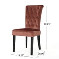 thumbnail image 6 of GDF Studio Villere Contemporary Tufted Roll Top Dining Chairs, Set of 2, Blush Velvet and Dark Brown, 6 of 12