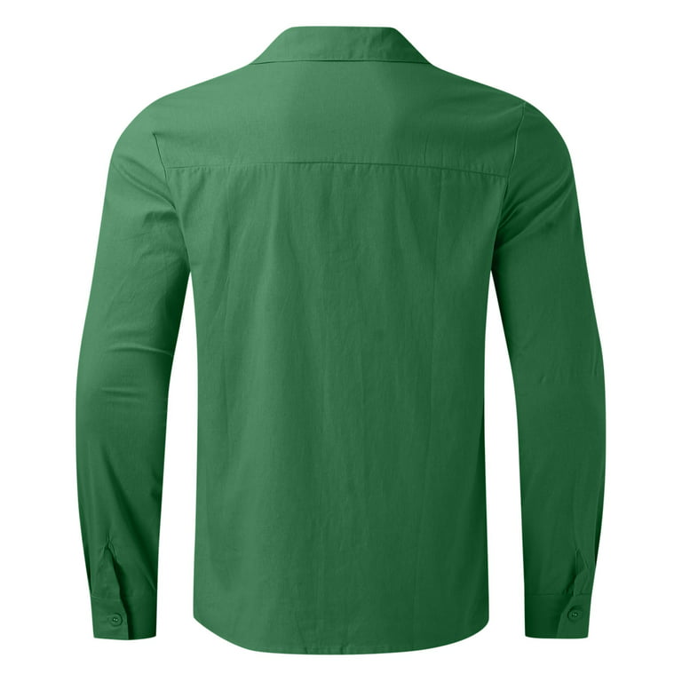 Mens Long Sleeve T Shirts Mens Shirts Fashion Man Turndown Collar Long  Sleeve Tops T-Shirt Summer Printing Button Blouse Sweartshirt Mens Long  Sleeve Shirts Mens Sweater Clearance Green,5XL 