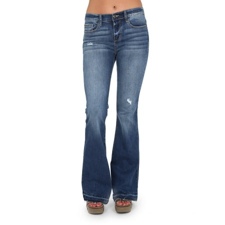 Sneak Peak Jeans - Juniors Ripped Flare-Leg Stretch Jeans 7 - Walmart.com