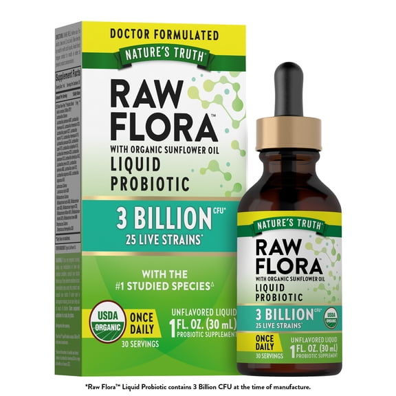 Raw Flora Liquid Probiotic | 1 oz | 3 billion CFU | For Men and Women | by Nature's Truth